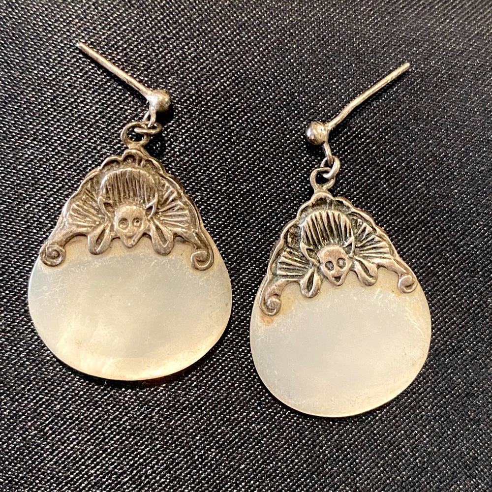 Vintage Mother of Pearl Sterling drop earrings